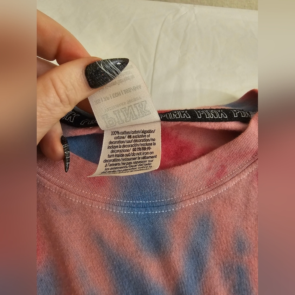 PINK Victoria's Secret tie dye long sleeve T-shirt size Xsmall - Picture 5 of 6